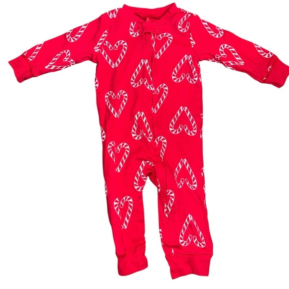 Carter's Candy Cane Heart Red zip up one piece - Picture 1 of 4